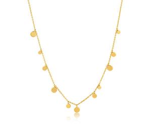 ANIA HAIE 925 Sterling Silver Boho Multi Round Flat Mini Disc Charm Statement Neckalce for Women, Gold Plated