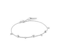 ANIA HAIE 925 Sterling Silver Dainty Studded Charms Stacking Dangle Bangle Bracelet for Women, Silver