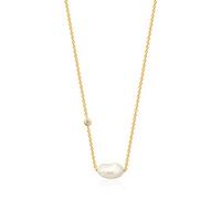 ANIA HAIE 925 Sterling Silver Freshwater Pearl Pendant Asymmetric Statement Necklace, Gold Plated