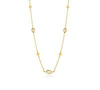 ANIA HAIE 925 Sterling Silver Layering Opal Pear Gemstone Coin Pendant Collar Necklace, 14K Gold Plated