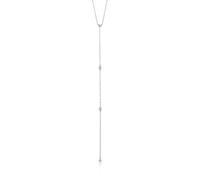 ANIA HAIE 925 Sterling Silver Long Metal Bead Ball Drop Luxury Y Shaped Lariat Necklace for Women, Silver