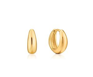 ANIA HAIE 925 Sterling Silver Simple Luxe Huggie Hoop Sleeper Earrings, 14kt Gold Plated