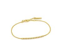 ANIA HAIE 925 Sterling Silver Simple Minimalist Beaded Chain Bangle Bracelet for Women, 14ct Gold Plated