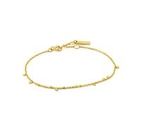 ANIA HAIE 925 Sterling Silver Studded Beaded Minimalist Chain Bangle Bracelet for Women, 14ct Gold Plated