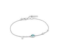 ANIA HAIE 925 Sterling Silver Studded Turquoise Stone Disc Bangle Bracelet, Rhodium Plated