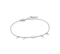 ANIA HAIE 925 Sterling Silver Tiny Ball Beaded Charms Minimalist Chain Bangle Bracelet for Women, Silver