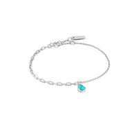 ANIA HAIE 925 Sterling Silver Turquoise Mixed Link Figaro Chain Bangle Bracelet, Rhodium Plated