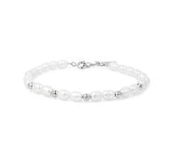 ANIA HAIE Chic Creator Women's Bracelet 925 Sterling Silver Decorated with 24 Freshwater Pearls and 10 Cubic Zirconia, Length: 16.5 cm + 2 cm Extender, Includes Gift Box, 16,5 + 2 cm, Sterling Silver