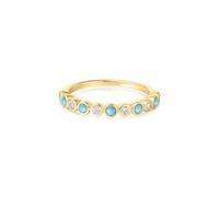 ANIA HAIE Chill Voyager Bezel Lab Created Turquoise Ring in 14K Gold Plated 925 Sterling Silver with 5 Artificial Turquoises and 6 Cubic Zirconia, Size EUR: 54, Gift Packaging Included