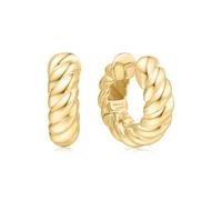 ANIA HAIE Chill Voyager Bold Texture Medium Huggie Hoop Earrings 925 Sterling Silver 14K Gold Plated Size: 8.5x5.4mm, Gift Packaging Included