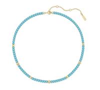 ANIA HAIE Chill Voyager Lab Created Turquoise Necklace in 14K Gold Plated 925 Sterling Silver, Adorned with 94 Artificial Turquoise, 6 Gold Pearls and 6 Cubic Zirconia, Length: 38cm +