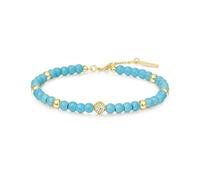 ANIA HAIE Chill Voyager Lab Women's Bracelet in 925 Sterling Silver with 14K Gold Plated with 34 Artificial Turquoise and 2 Cubic Zirconia, Length: 16.5 cm + 2 cm Extender