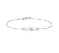 ANIA HAIE Chill Voyager Linked Star 925 Sterling Silver Bracelet Set with 1 Kyoto Opal and 2 Cubic Zirconia, Length: 16.5cm + 2cm Extender, Gift Box Included