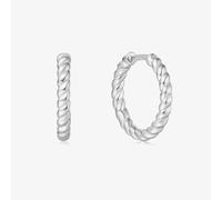 Ania Haie Chill Voyager Sterling Silver Textured Medium Hoop Earrings E063-05H