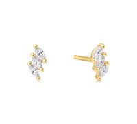 ANIA HAIE Chill Voyager Triple Marquise Stud Earrings for Women 925 Sterling Silver 14K Gold Plated with 6 Cubic Zirconia Stones Size 6.1 x 3.1 mm Gift Boxed