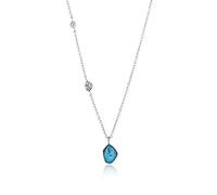 ANIA HAIE 925 Sterling Silver Asymmetrical Turquoise Stone Pendant Necklace, Rhodium Plated