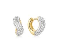 Ania Haie Fairy Dust Gold Chunky Pave Wave Huggie Hoop | Acotis - Sterling Silver / 14ct Gold Plated