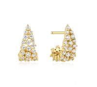 Ania Haie Fairy Dust Gold Pave Openwork Curved Stud Hoop | Acotis - Sterling Silver / 14ct Gold Plated