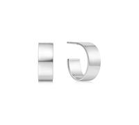 Ania Haie Flat Medium Hoop Earrings Silver E062-04H - Woman Silver