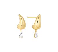 Ania Haie Fluid Light Gold Curved Teardrop Dangle Stud | Acotis - Sterling Silver / 14ct Gold Plated