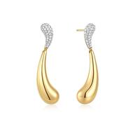 Ania Haie Fluid Light Gold Pave and Polished Wave Teardrop | Acotis - Sterling Silver / 14ct Gold Plated