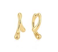 Ania Haie Fluid Light Gold Sculptural Arc Hoop Earrings | Acotis - Sterling Silver / 14ct Gold Plated