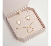 Ania Haie Glimmer Glow 14ct Yellow Gold Plate Cubic Zirconia Heart Pendant & Stud Earrings Set