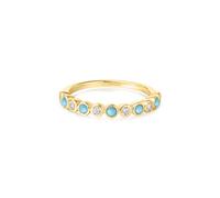 ANIA HAIE Chill Voyager Bezel Lab Created Turquoise Ring in 14K Gold Plated 925 Sterling Silver with 5 Artificial Turquoises and 6 Cubic Zirconia, Size EUR: 54, Gift Packaging Included