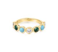 Ania Haie Gold Bezel Malachite Lab Created Turquoise Ring R063-02G - Size 56 - Sterling Silver / 14ct Gold Plated