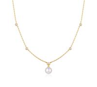 Ania Haie Gold Bezel-Set Station Necklace With Shell Pearl Pendant |… - Gold Plated