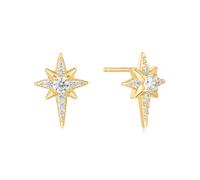 Ania Haie Gold Eight-Pointed Star Stud Earrings E065-02G - Elegant Styling - Sterling Silver / 14ct Gold Plated / Cubic Zirconia