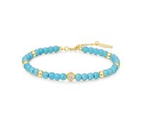 ANIA HAIE Chill Voyager Lab Women's Bracelet in 925 Sterling Silver with 14K Gold Plated with 34 Artificial Turquoise and 2 Cubic Zirconia, Length: 16.5 cm + 2 cm Extender