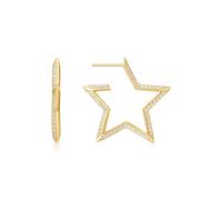 Ania Haie Gold Large Star-Shaped Pavé Hoop Earrings E064-09G - Classic - Sterling Silver / 14ct Gold Plated / Cubic Zirconia