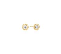 Ania Haie Gold Textured Bezel-Set Stud Earrings | Acotis Jewellery - Gold Plated