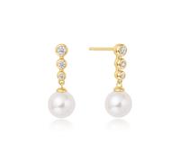 Ania Haie Gold Tone Tennis Beaded Stone Pearl Drop Stud Earrings
