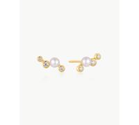 Ania Haie Gold Zig-Zag Shell Pearl Stud Earrings | Acotis Jewellery - Gold Plated