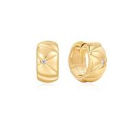 ANIA HAIE Heart Hunter Women's Hoop Earrings 925 Sterling Silver Set with 2 Cubic Zirconia, Size: 10.3 mm, Gift Boxed, 10,3 mm, Sterling Silver, Cubic Zirconia