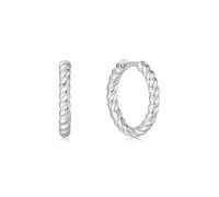 ANIA HAIE Ladies Chill Voyager Texture Medium Huggie Hoop Earrings 925 Sterling Silver 12mm x 2.2mm Gift Box