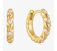 Ania Haie Luna Gaze 14ct Gold Plated Sparkle Twisted Huggie Hoop Earrings E075-07G
