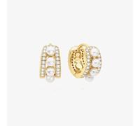 Ania Haie Luna Gaze Gold Plated Shell Pearl & Cubic Zirconia Huggie Earrings E075-15G