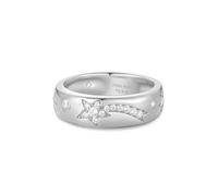 ANIA HAIE Melodic Poet Celestial Chunky Women's Ring, Sterling Silver Star and Moon Engravings Set with Cubic Zirconia, Size 56, Includes Gift Box