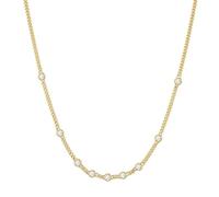 ANIA HAIE Melodic Poet Multi Station Round Stone 14K Gold Plated Sterling Silver 9 Round Cubic Zirconia Necklace for Women - 40cm Length + 5cm Extender - Gift Box Included