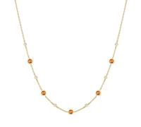 ANIA HAIE Melodic Poet Nano Gem Station Women's Necklace - Sterling Silver 14k Gold Plated with 6 Cubic Zirconia and 5 Coloured Stones - 40cm Length + 5cm Extender - Gift Box Included