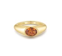 ANIA HAIE Melodic Poet Sculptural Gemstone Maillard 14k Gold Plated Sterling Silver Ladies Ring with Large Coloured Stone Size EUR 58 (Gift Box)