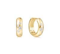 ANIA HAIE Miss Dainty Small Chubby Sparkling Huggie Hoop Earrings 14K Gold Plated 925 Sterling Silver with 12 Cubic Zirconia, Size: 9.5 x 4 mm, Gift Packaging Included