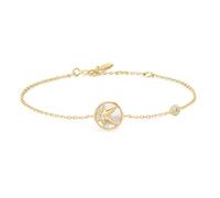 ANIA HAIE Miss Dainty Star Women's Bracelet 925 Sterling Silver 14K Gold Plated Mother of Pearl and Cubic Zirconia Length 16.5 + 2 cm Extension with Gift Box