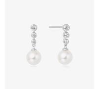 Ania Haie Miss Dainty Sterling Silver Cubic Zirconia Shell Pearl Drop Earrings E065-03H