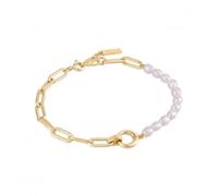Ania Haie Pearl Chunky Link Chain Bracelet B043-02G - Elegant Styling | - Sterling Silver / Gold Plated / Pearl