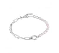 Ania Haie Pearl Chunky Link Chain Bracelet B043-02H - Polished Quality | - Sterling Silver / Rhodium Plated / Pearl