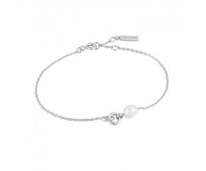 Ania Haie Pearl Link Chain Bracelet B043-01H - Elegant Styling | Acotis - Sterling Silver / Rhodium Plated / Pearl